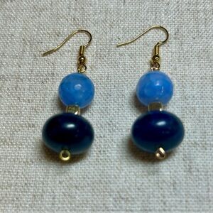 🏷️Handmade Blue Lapis Style Drop Earrings Gold Tone Hooks🏷️
